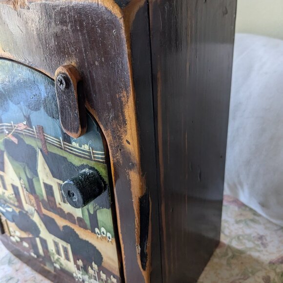 Original Art by Sylvia Wilson - Signed and Dated - OOAK - Small Wood Cabinet - Picture 4 of 11